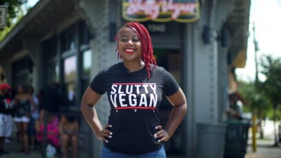 Pinky Cole, founder of Slutty Vegan, uses her platform to give back to her community.