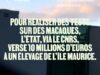 Pour réaliser des tests sur des macaques, l’État, via le CNRS, verse 10 millions d’euros à un élevage de l’île Maurice